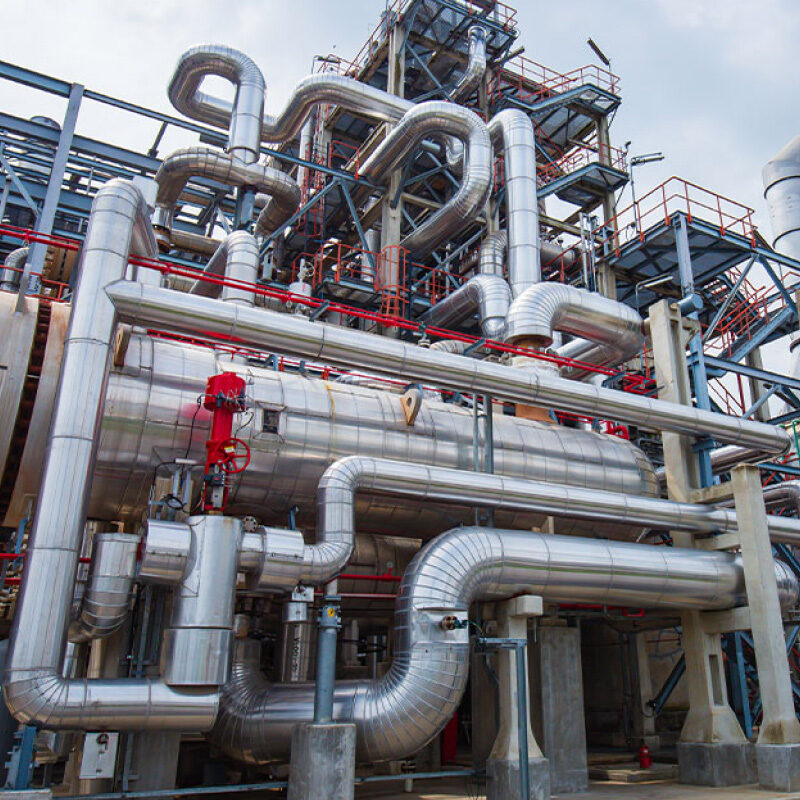 Industrial shell and tube heat exchanger used for heat transfer in chemical processing plant