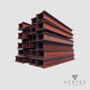 High-strength steel columns by Vertex Hi Fab for industrial structural support