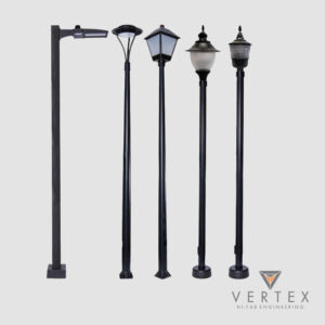 Heavy-duty steel lighting poles by Vertex Hi Fab for outdoor and industrial lighting